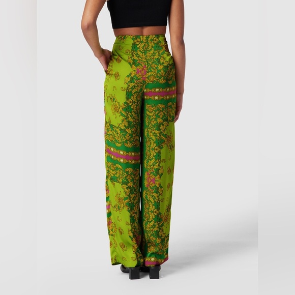 MNG | Green Satin Printed Trousers | 8 - Picture 4 of 8